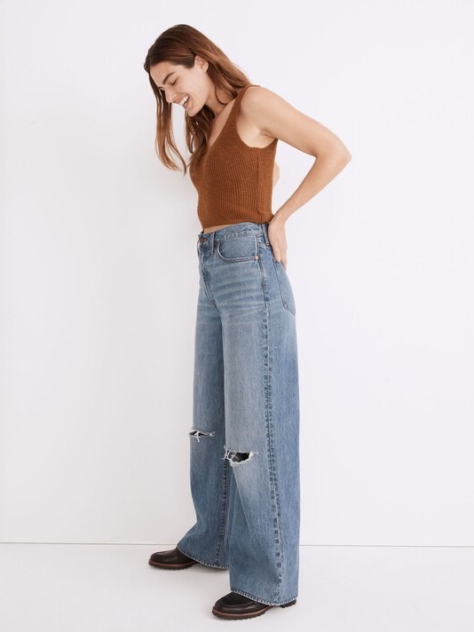 Madewell Super Wide Leg Light Blue Denim Jeans
